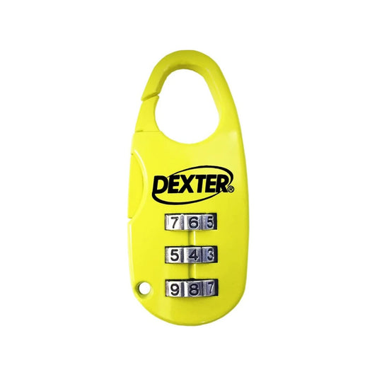 Candado de combinación amarillo Dexter con 3 dígitos para seguridad de equipaje o taquilla.