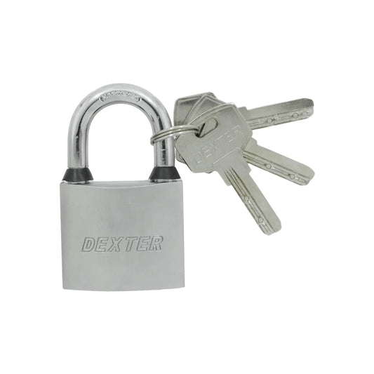 Alta resistencia al corte.,Cuerpo de hierro.,Gancho corto de 50 mm,Protección anticorrosión en gancho.,Ideal para el hogar, negocio, bodegas, escuelas, etc.,Juego de 3 llaves. de puntos.,Acabado: Niquel satinado.