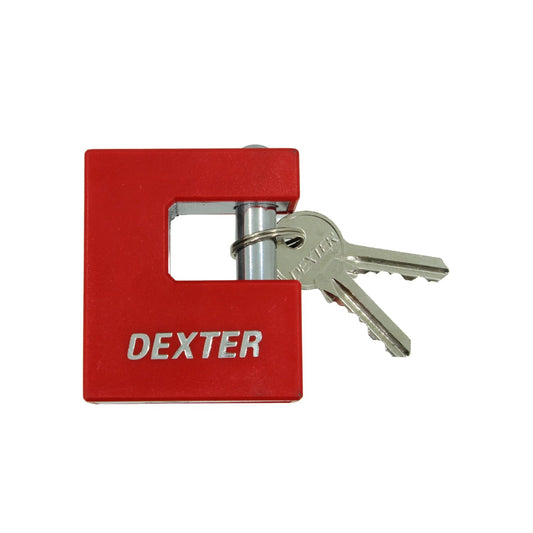 Candado Dexter rojo de 70mm para cortina con 3 llaves de seguridad
