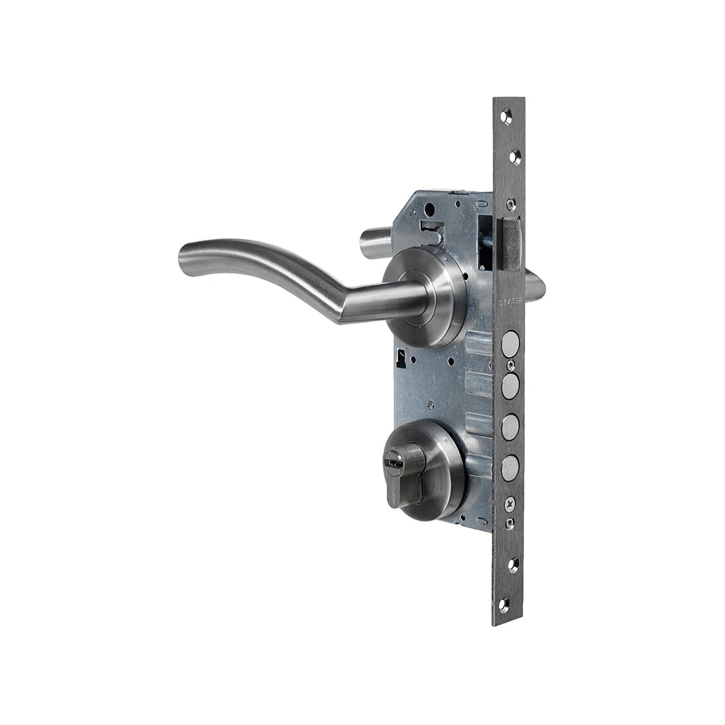 Cerradura/Chapa para recámara de manija cromo mate Dexter 6503 deluxe