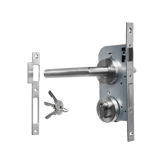 Cerradura/Chapa para recámara de manija cromo mate Dexter 6501 deluxe