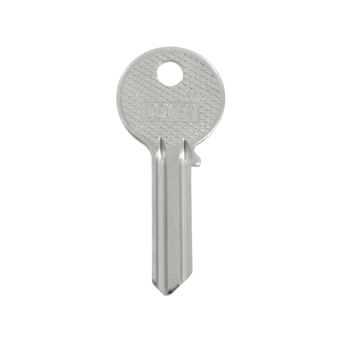 Forja para llave DEXTER DEX-1 niquelada, repuesto metálico para duplicado de llaves.
