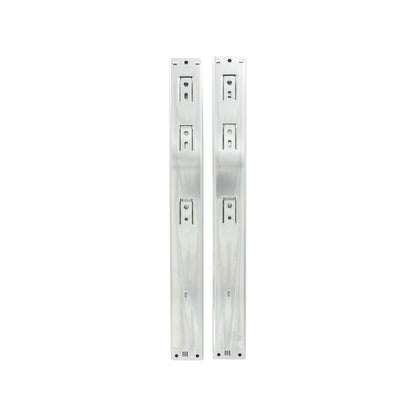 Par de correderas metálicas plateadas para cajones, rieles de extensión, herraje de mueble.