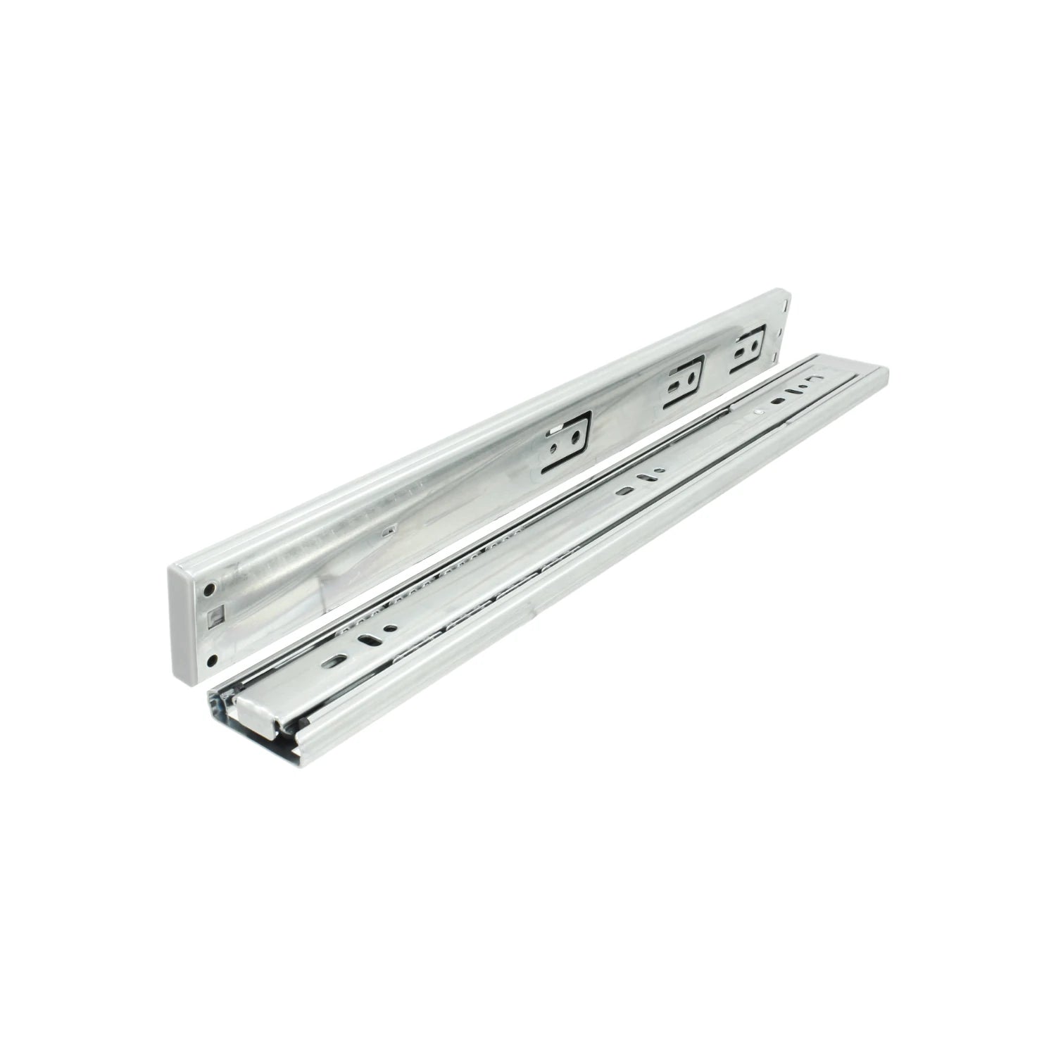 Correderas telescópicas para cajones 40cm, extensión total, metálicas color plata, sistema de riel