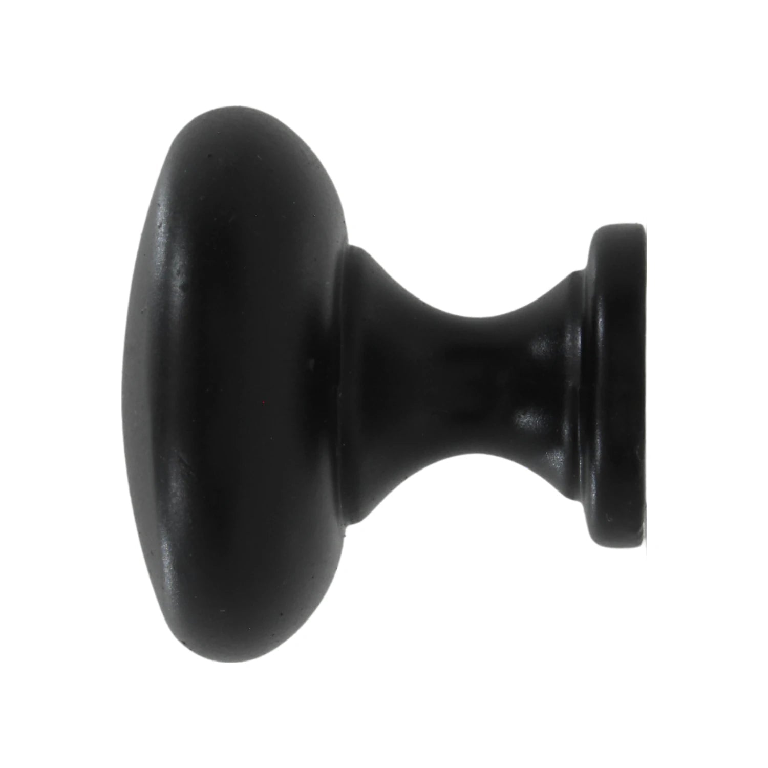 Jaladera de botón negra ovalada para gabinetes de cocina o cajones de muebles.