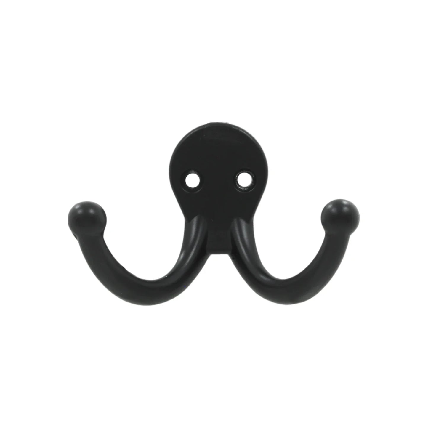 Información Técnica., Fabricado de Zamac., Gancho doble., Ideal para colgar y sostener ropa y otros accesorios., Acabado: Negro.