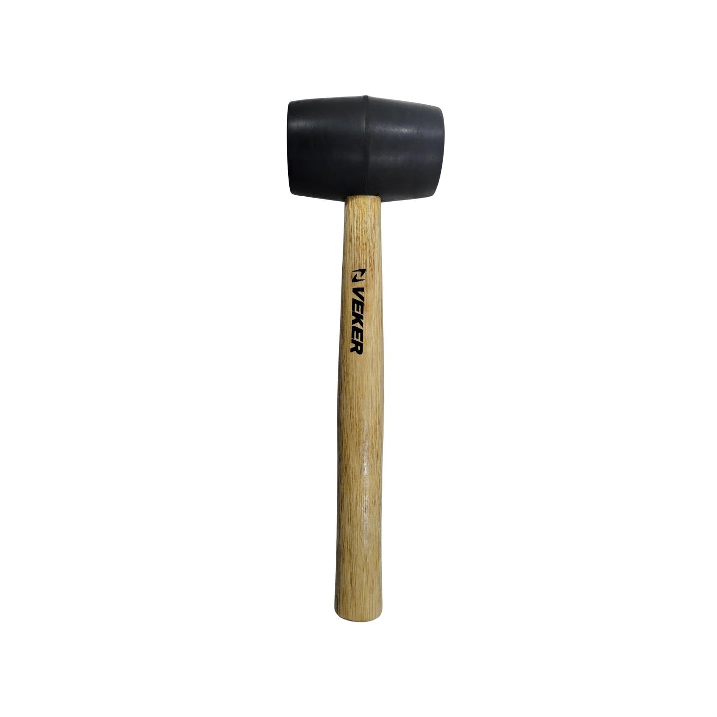 Mazo de hule VEKER con cabeza negra de goma y mango de madera natural, para instalación y trabajos delicados