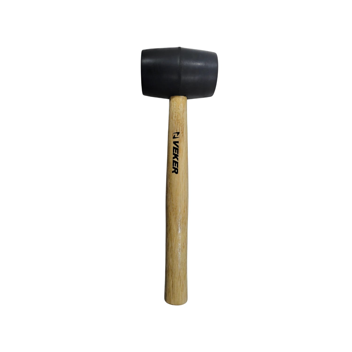 Mazo de hule VEKER con cabeza negra de goma y mango de madera natural, para instalación y trabajos delicados