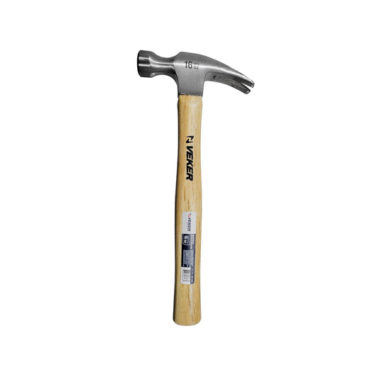 Martillo de uña curvada Veker 16 oz con mango de madera semi-pulido para construcción y carpintería