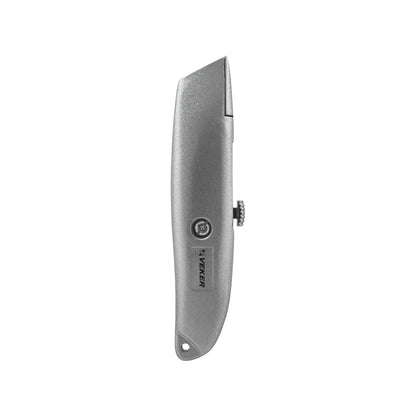 Cúter Veker 6 pulgadas metálico plateado, navaja de seguridad para cortes profesionales en cartón y más