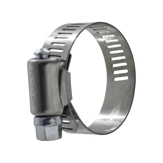 Abrazadera sin fin Veker de acero inoxidable #16 para manguera de 1 1/2 pulgadas acabado metálico