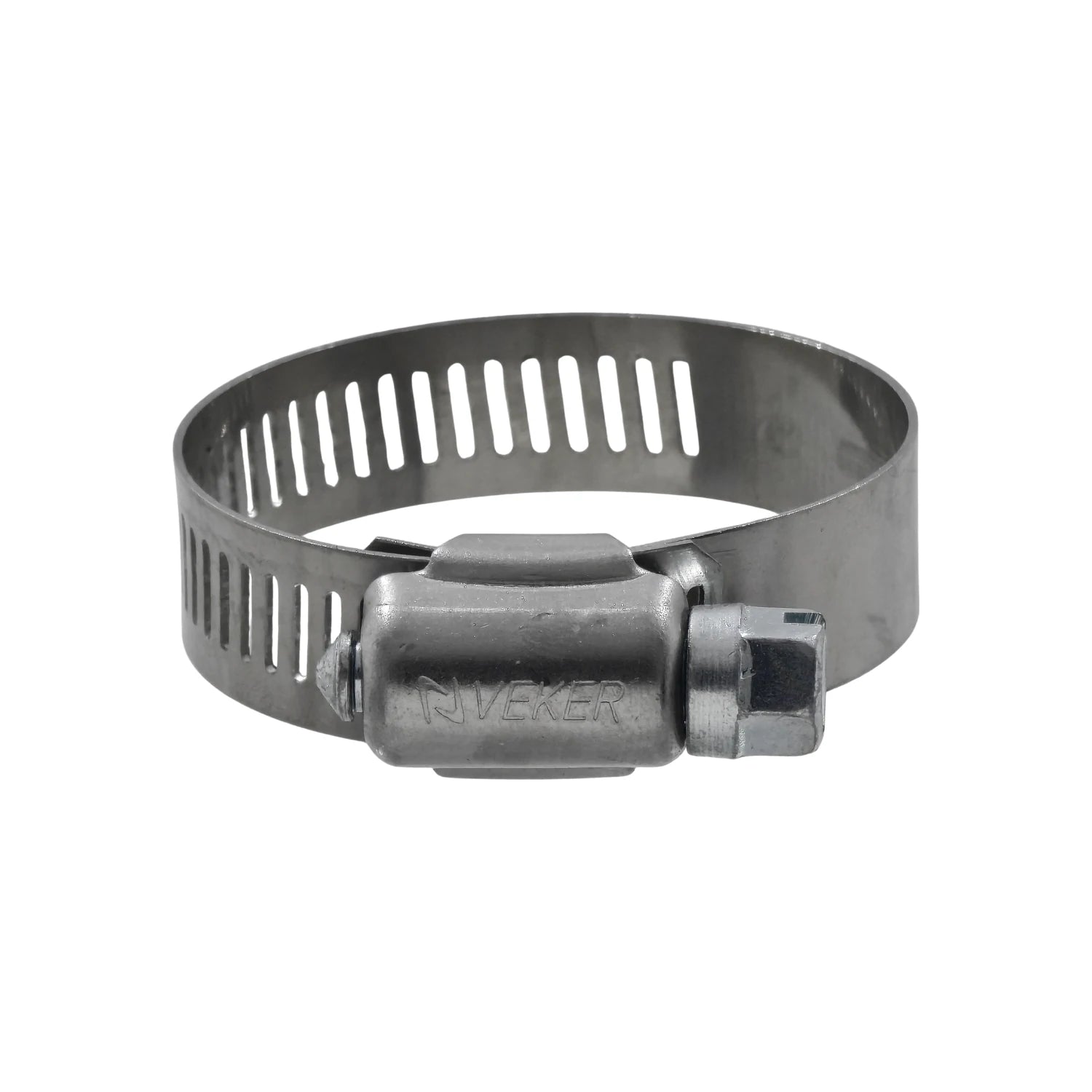 Abrazadera Veker de acero inoxidable con tornillo sin fin para mangueras 1 3/4 pulgadas