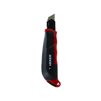 Cúter retráctil Veker negro rojo 5 pulgadas con alma de metal para trabajos de corte precisos