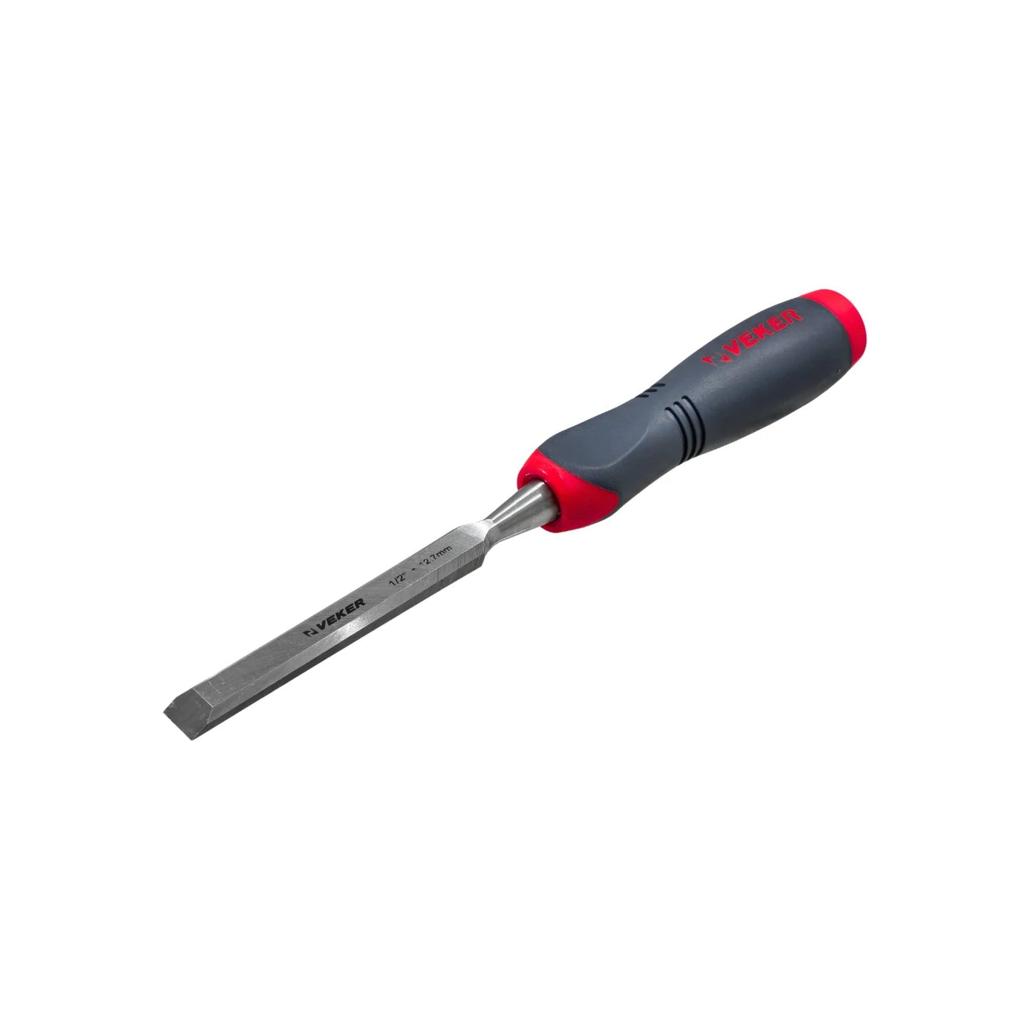 Formón Veker 1/2" (12.7mm) mango comfort gris y rojo, para carpintería.