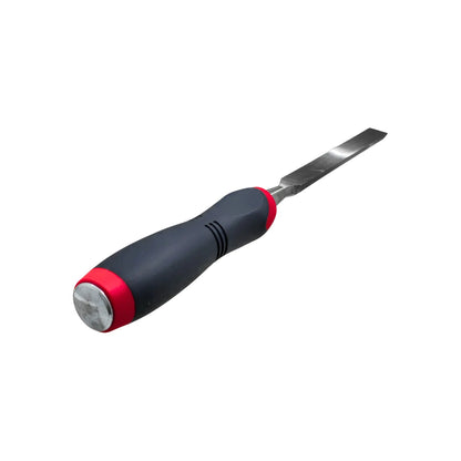 Formón para madera 1/2 pulgada, mango bimaterial comfort negro y rojo con tapa de impacto metálica