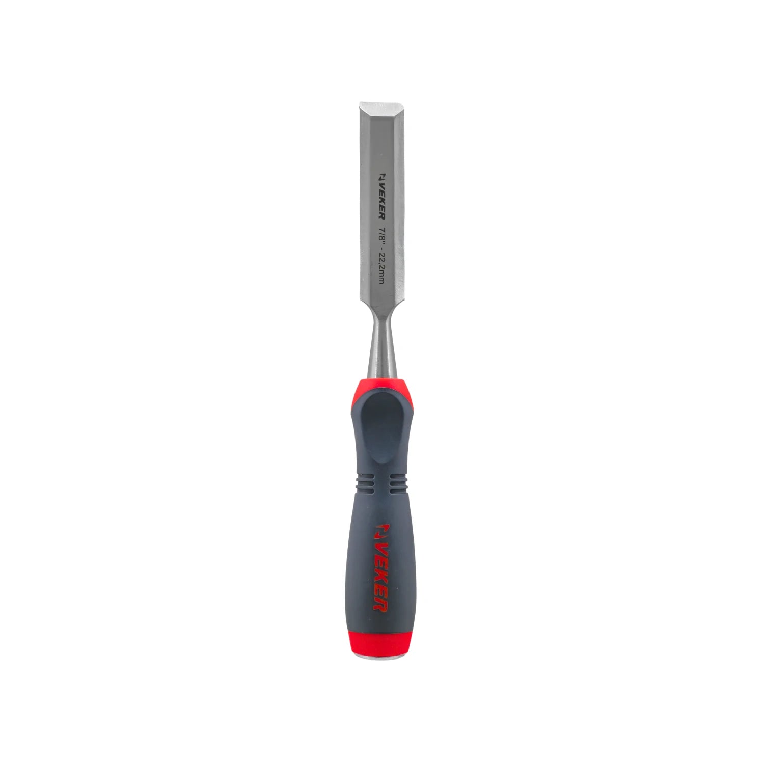Formón Veker 7/8 pulgadas (22.2mm) con mango ergonómico gris y rojo para carpintería