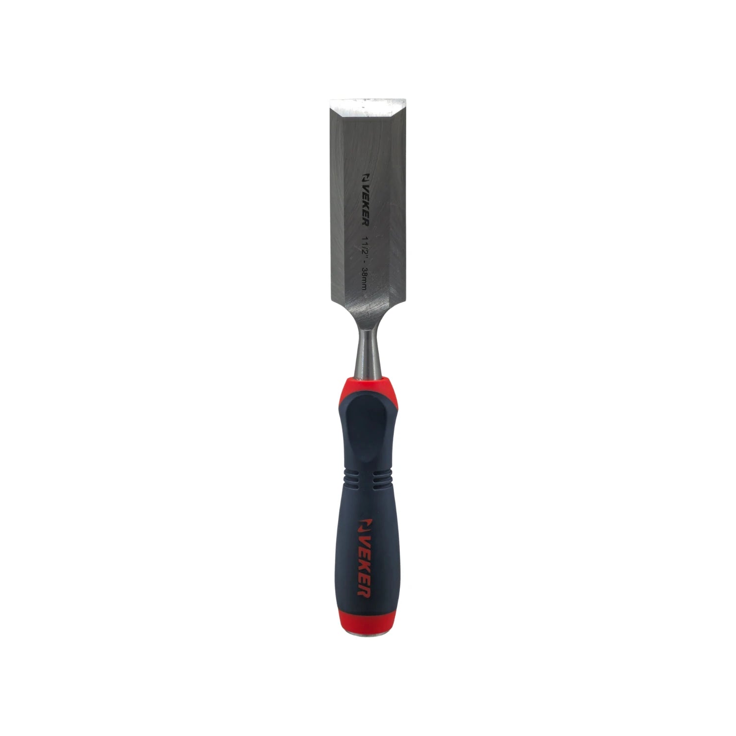 Formón Veker 1 1/2" (38mm) mango ergonómico comfort negro y rojo para carpintería profesional