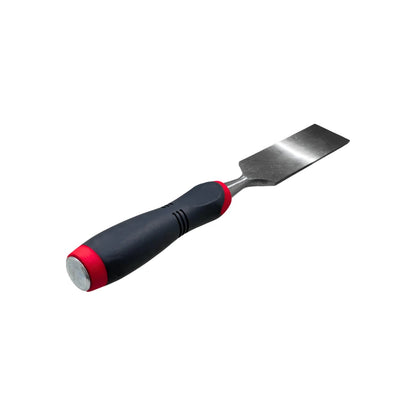Formón para madera con hoja de acero y mango ergonómico comfort negro y rojo