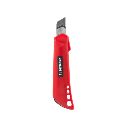 Cúter Veker rojo de 6 pulgadas, mango de aluminio con alma de metal, hoja retráctil, para cortes industriales y de seguridad