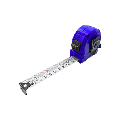 Flexómetro azul de 5 metros y 16 pies con escala métrica y pulgadas marca Veker para medición profesional