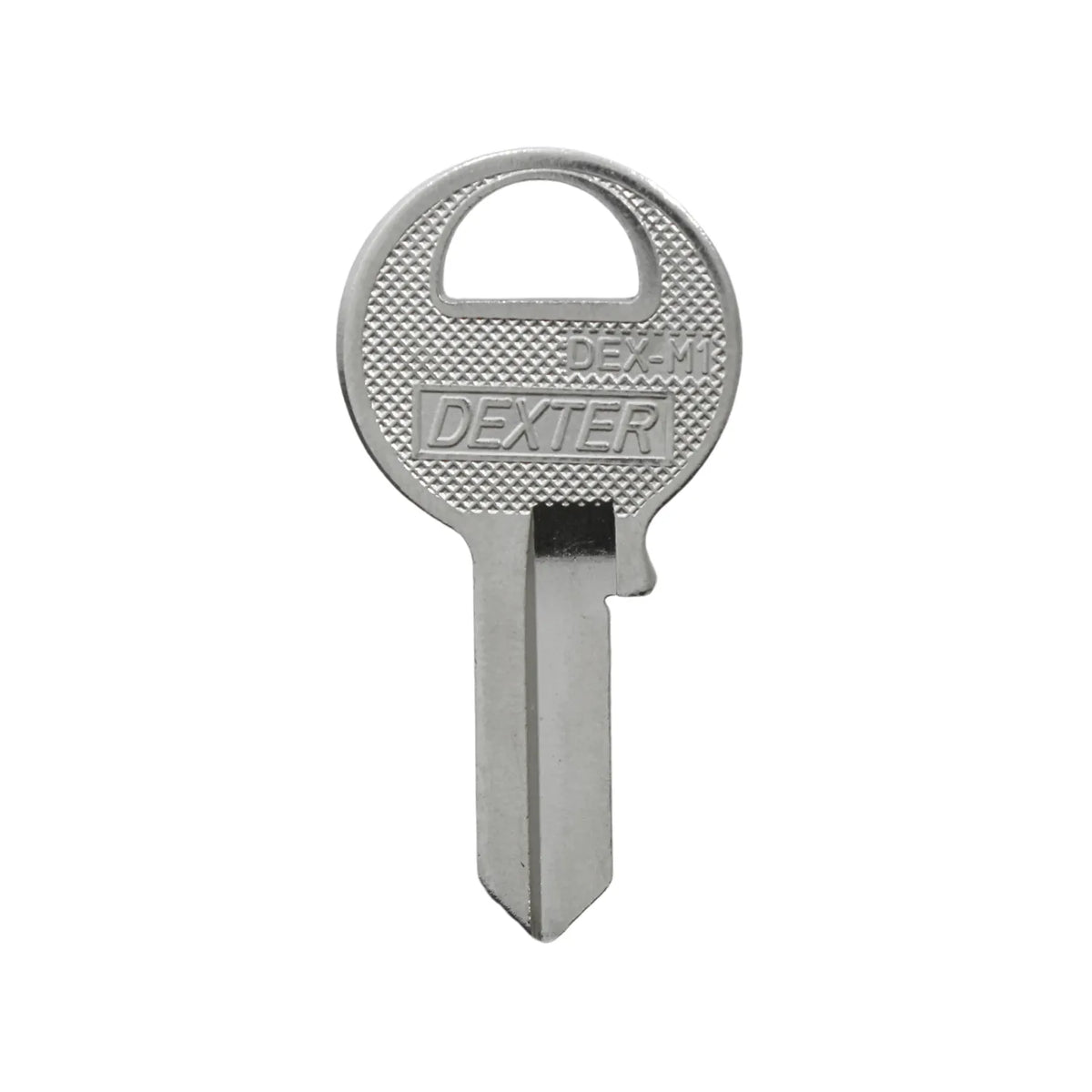 Llave virgen Dexter DEX-M1 de metal plateado para duplicados y cerrajería residencial