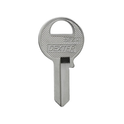 Llave virgen Dexter DEX-M1 de metal plateado para duplicados y cerrajería residencial