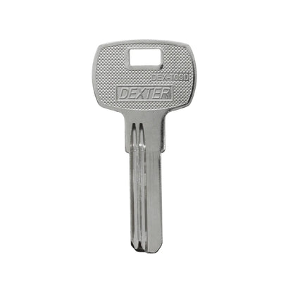 Llave virgen Dexter DEX-T09D metálica color plata para duplicado de cerraduras de alta seguridad y cerrajería.