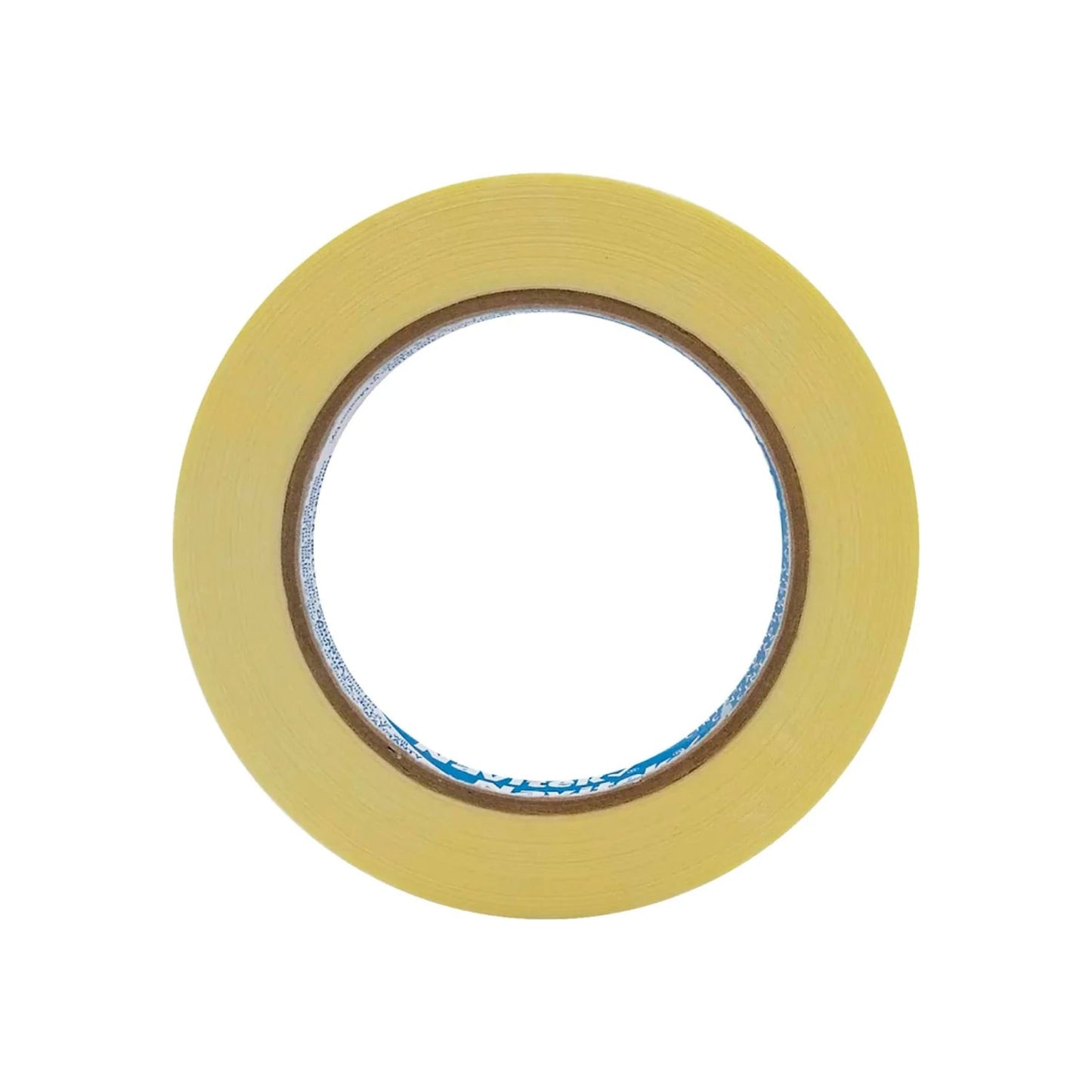 Rollo de masking tape adhesivo beige claro para proyectos de pintura y ferretería.