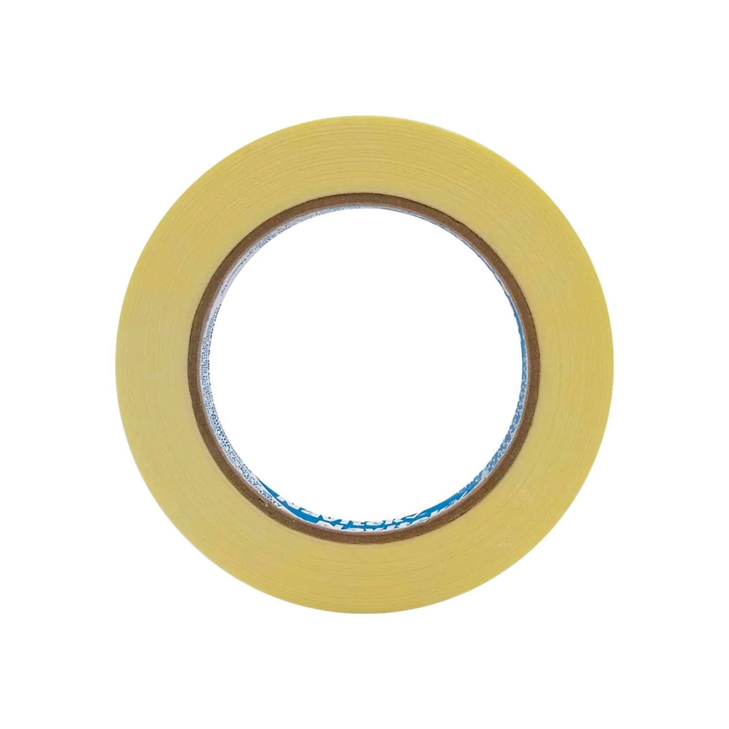 Rollo de masking tape adhesivo beige claro para proyectos de pintura y ferretería.