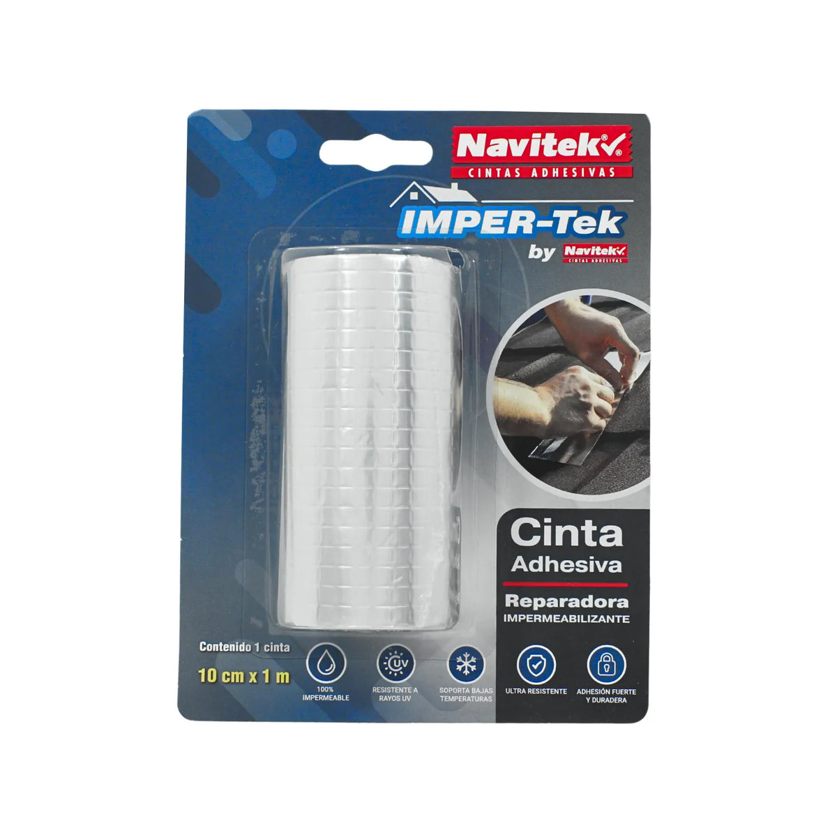 Cinta adhesiva impermeabilizante Navitek IMPER-Tek 10cm x 1m resistente a rayos UV y temperaturas extremas