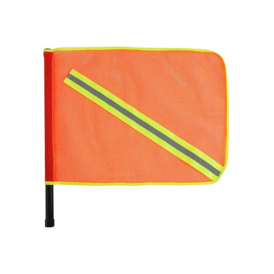 Fabricado de   malla de punto abierto.,Reflejante textil de 2”,Color amarillo y plata.,Vastago de plástico de 58 cm de largo.