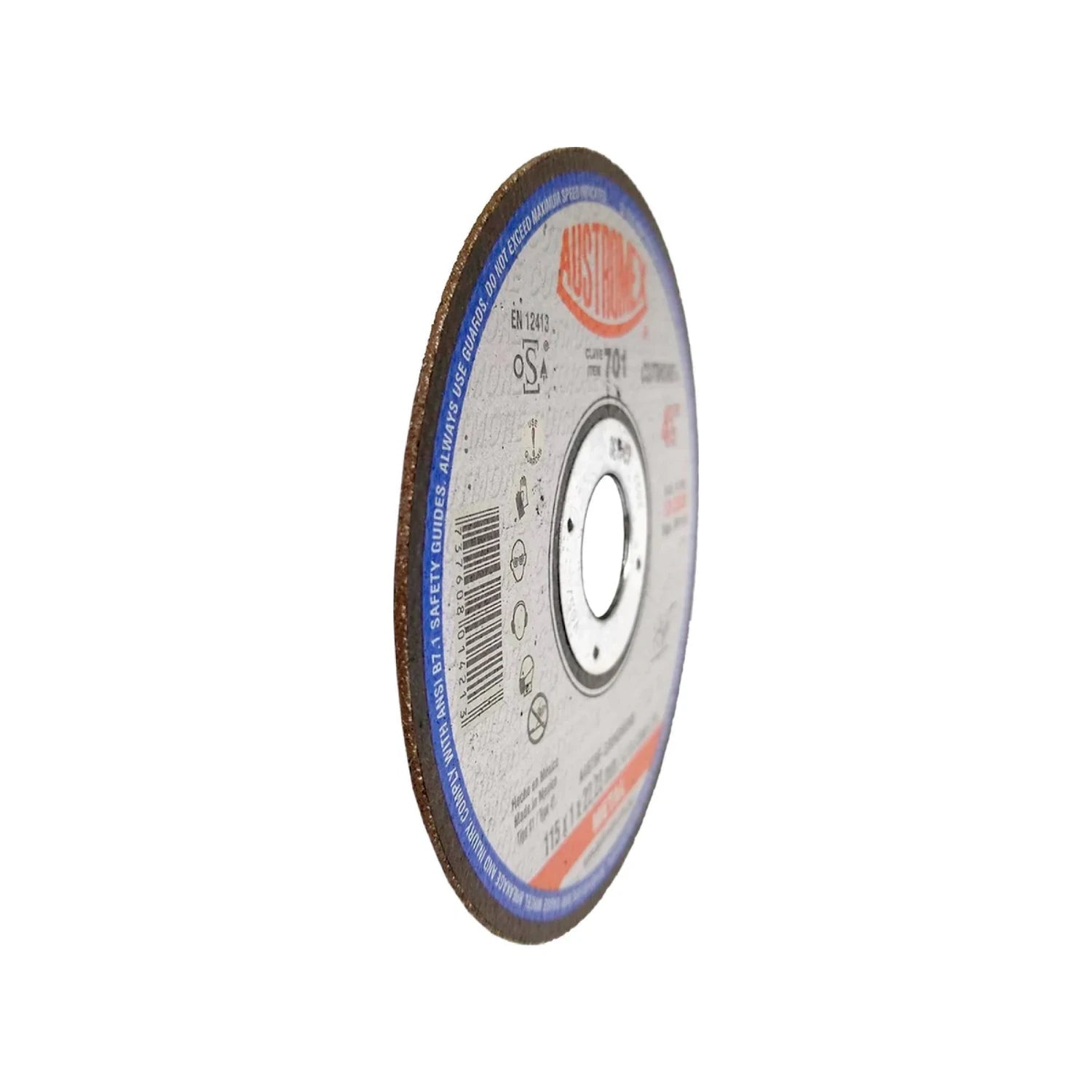 Disco de corte para metal Austromex 701 de 4 1/2 pulgadas, abrasivo marrón grisáceo para esmeriladora