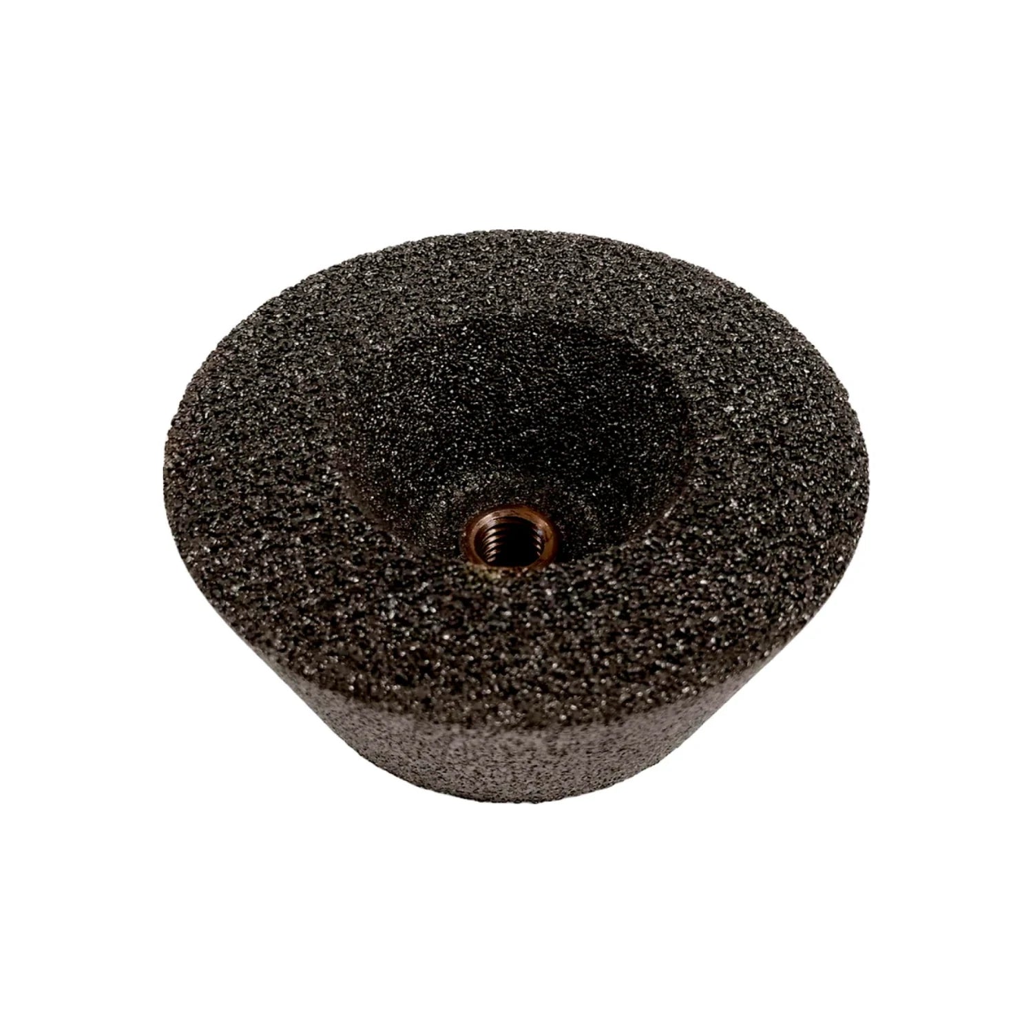Esmeril de copa abrasivo gris oscuro con inserto roscado para desbaste de metal grano 110