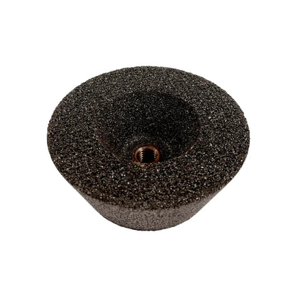 Esmeril de copa abrasivo gris oscuro con inserto roscado para desbaste de metal grano 110