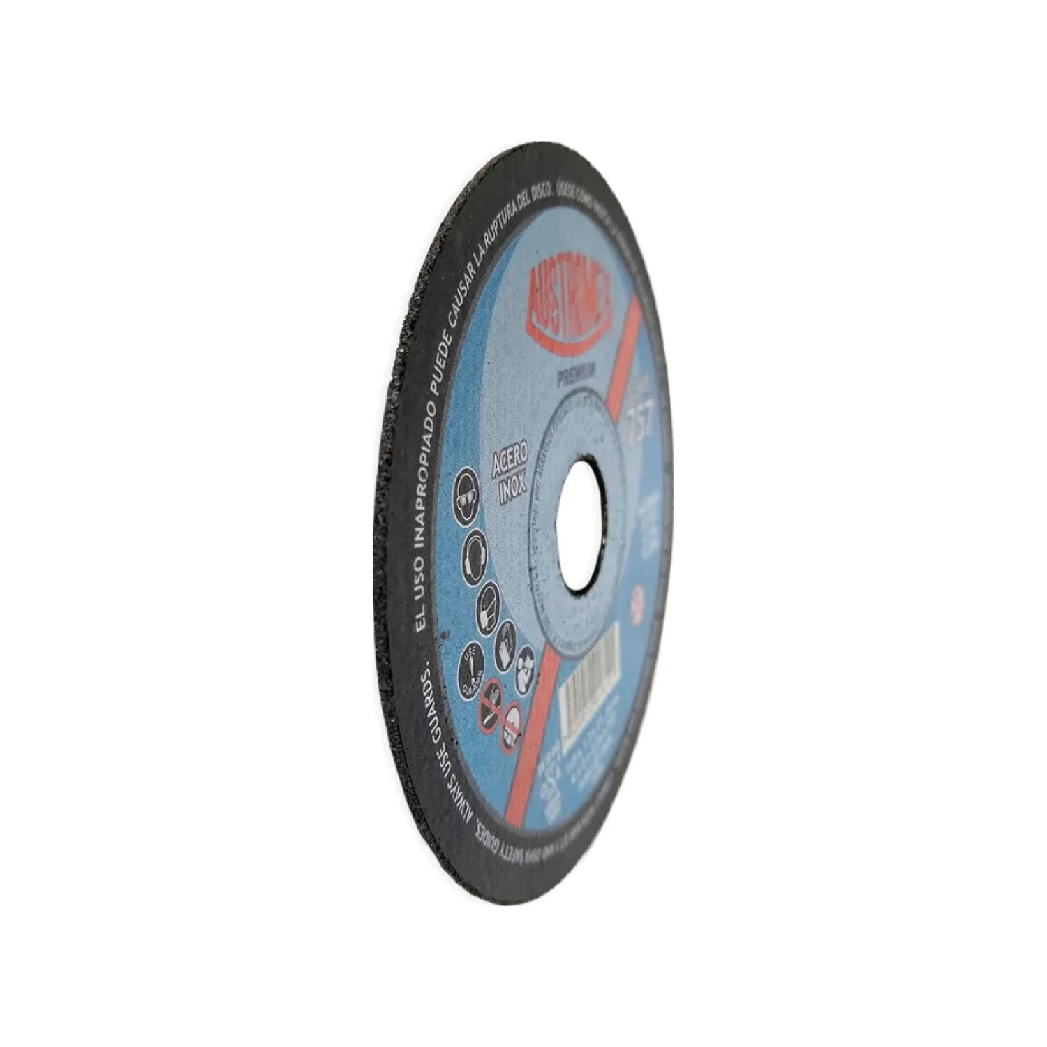 Disco Austromex 757 corte metal acero inoxidable, azul y rojo, para amoladora