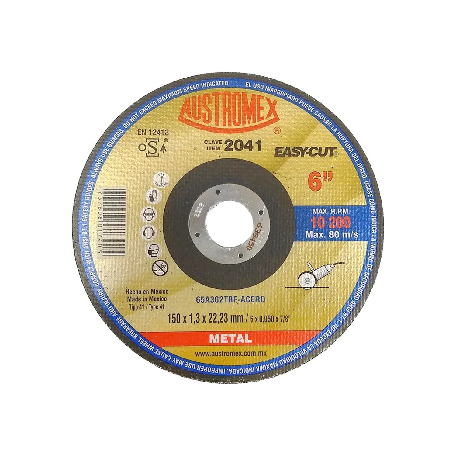 Disco de corte Austromex 2041 Easy-Cut 6" para metal y acero inoxidable