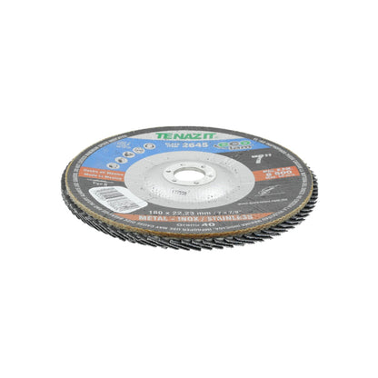 Disco laminado Tenazit 2645 de 7" grano 40 para desbaste y lijado de metal e inoxidable