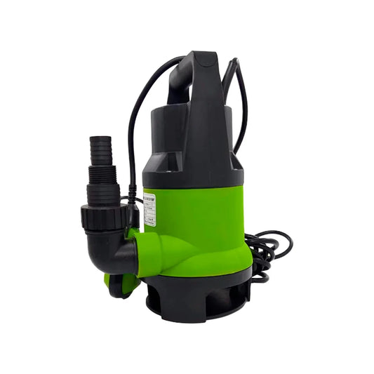 Bomba sumergible.,Potencia 1/2 HP,Caudal máximo: 175 litros por minuto.,Altura: 8 metros.,Succión: 3/4" a 1" ,Salida: 1 1/2",Sumergible hasta 13 metros.,Embobinado de cobre.,Para agua turbiA,Ideal para vaciar o bombear grandes cantidades de agua.