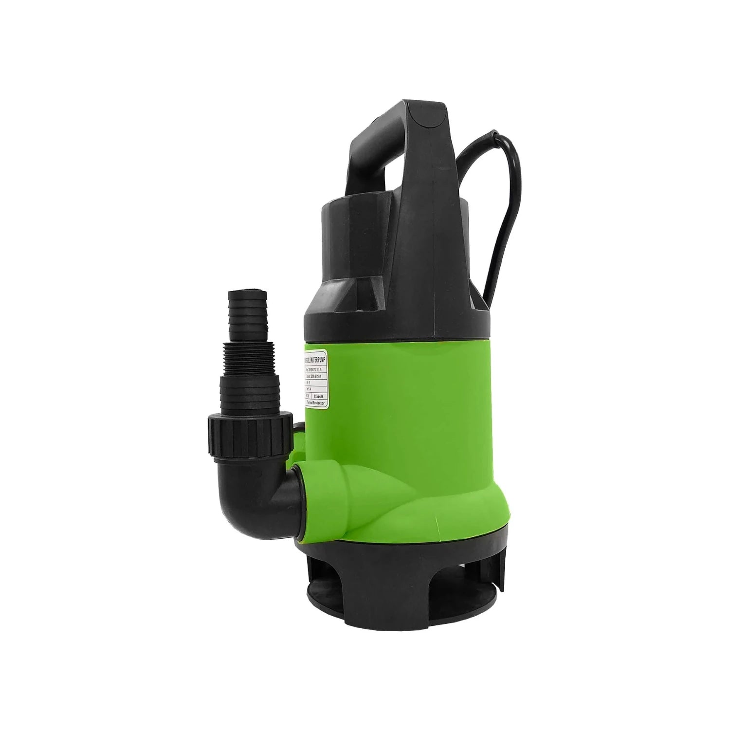 Bomba sumergible 1 HP de plástico verde y negro con asa, para drenaje y extracción de agua