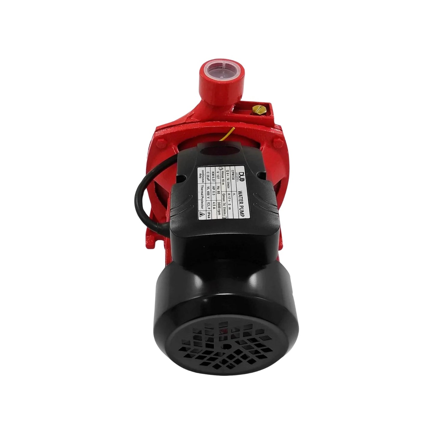 Bomba de agua centrífuga eléctrica roja 1/2 HP, 127V, para uso doméstico o agrícola ligero