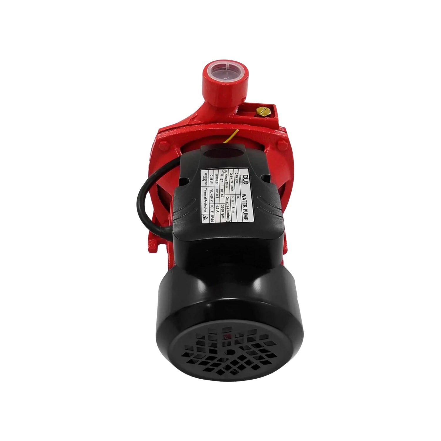 Bomba de agua centrífuga eléctrica roja 1/2 HP, 127V, para uso doméstico o agrícola ligero
