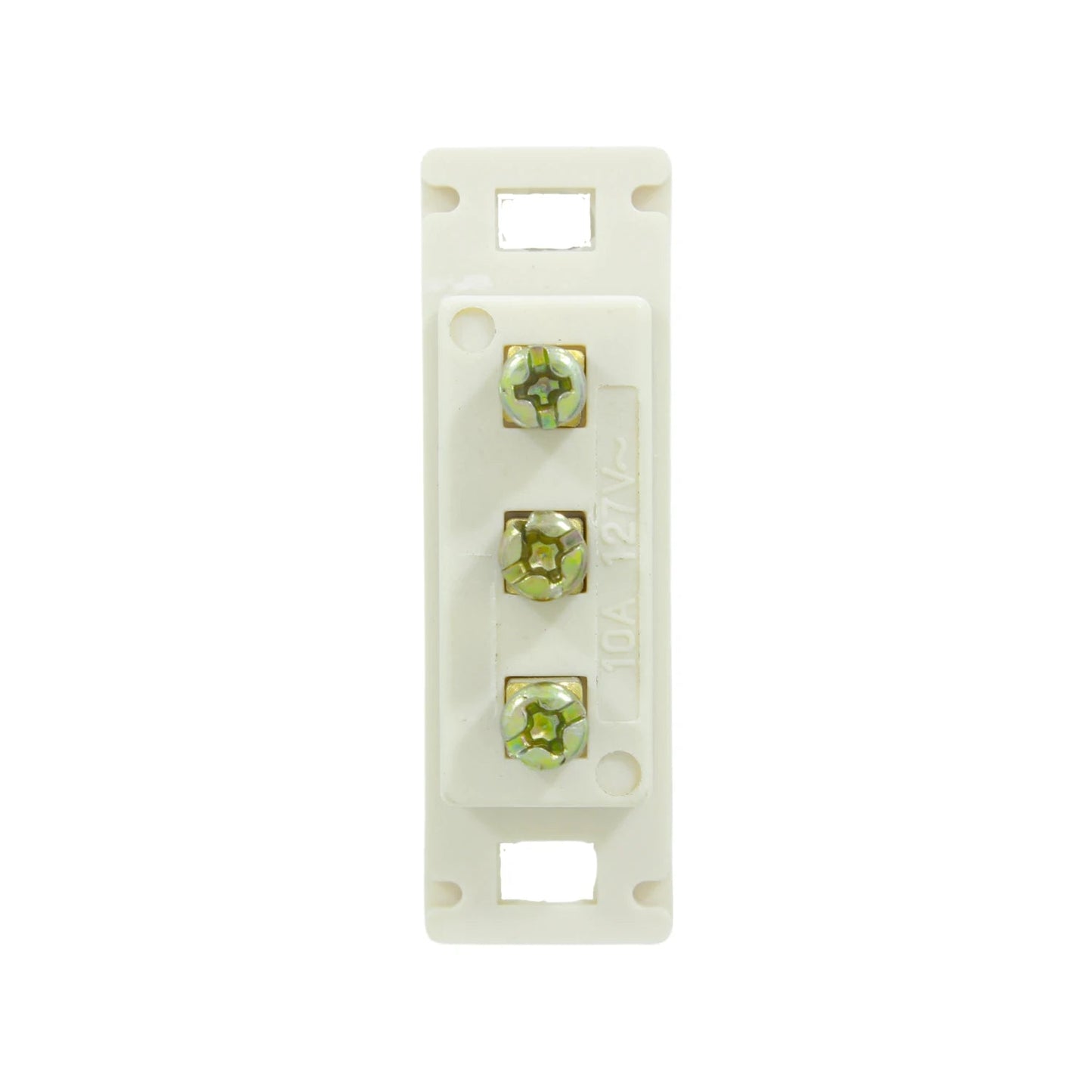 Bloque terminal eléctrico blanco de 3 vías con tornillos de latón, 10A 127V, para conexiones de ferretería.