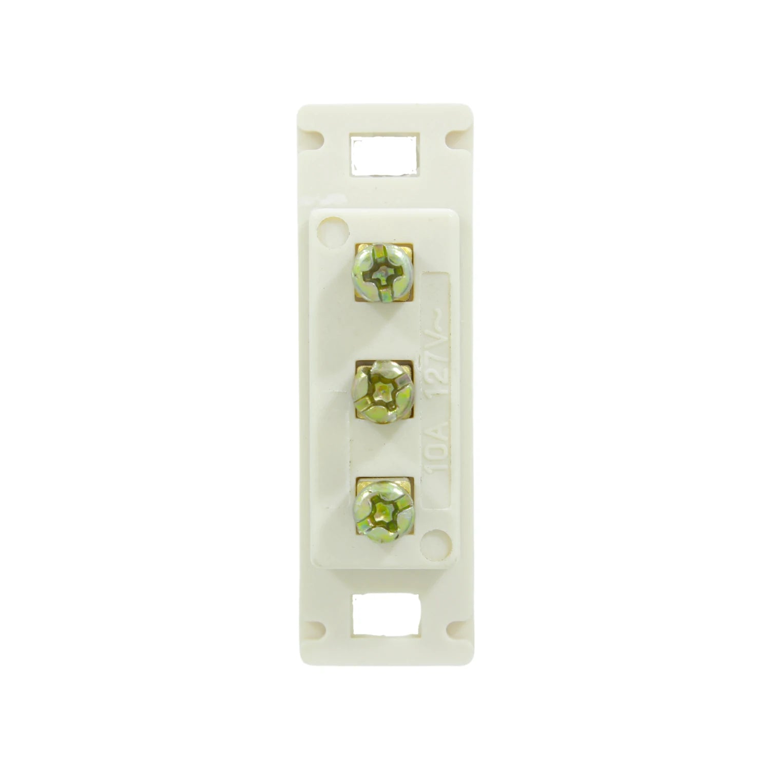 Bloque terminal eléctrico blanco de 3 vías con tornillos de latón, 10A 127V, para conexiones de ferretería.