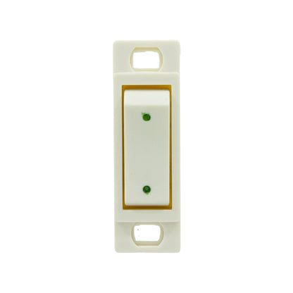 Apagador de escalera tipo palanca color crema con indicadores verdes, interruptor eléctrico para luz