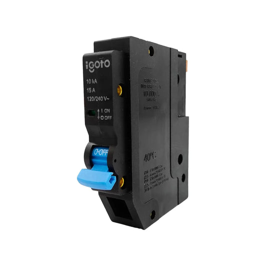 Para uso doméstico, comercial e industrial.,Pastilla termo magnética que protege sobrecargas y cortocircuitos.,Interruptor termo magnético de 15amp.,Tensión 120 / 240 V,Frecuencia 60 Hz