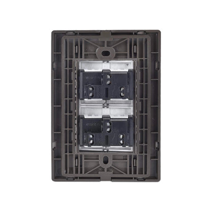 Mecanismo de placa doble para dos apagadores eléctricos Igoto 10A 125V/250V, vista posterior, gris oscuro