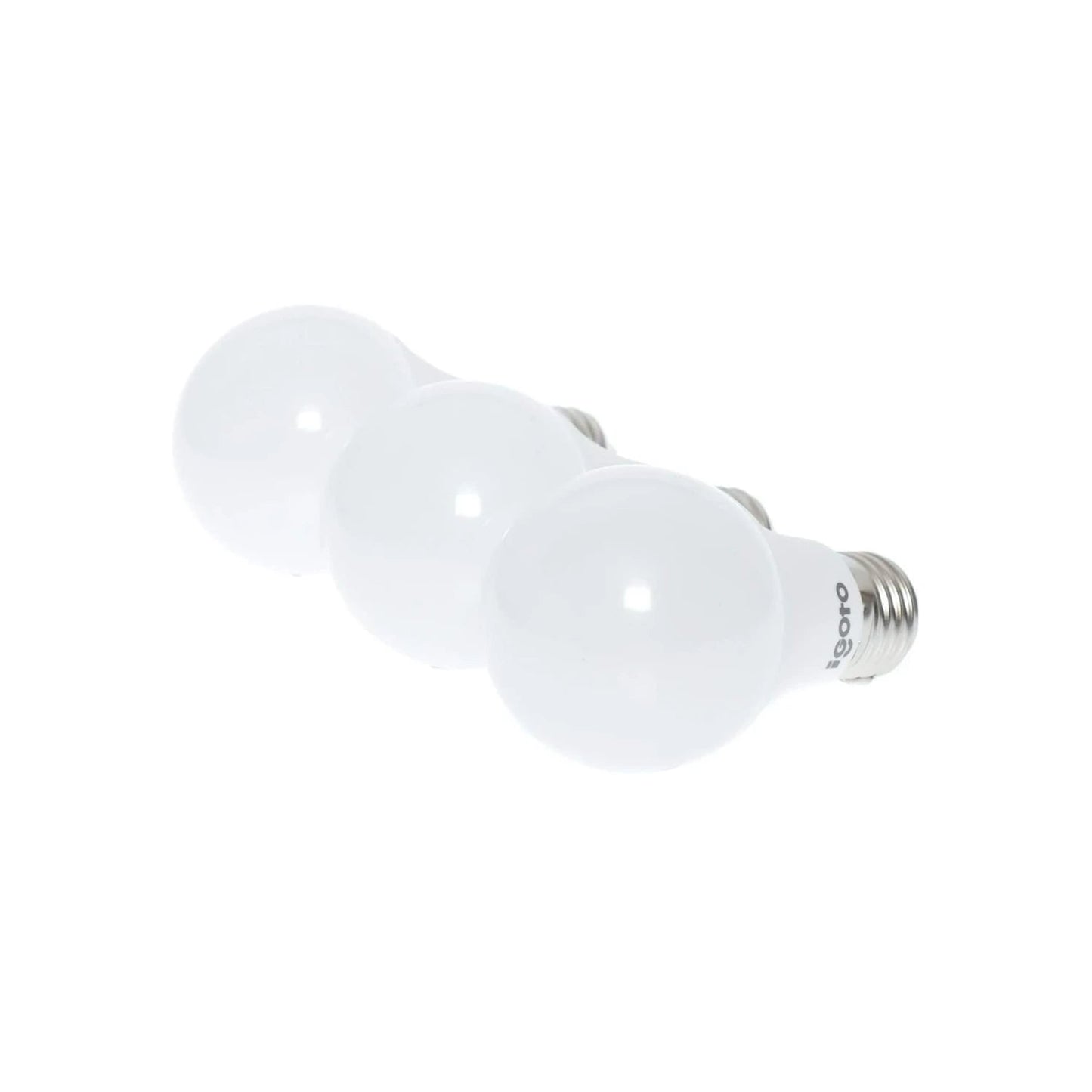 Tres focos LED Igoto 9W luz cálida, blancos, con base de rosca estándar