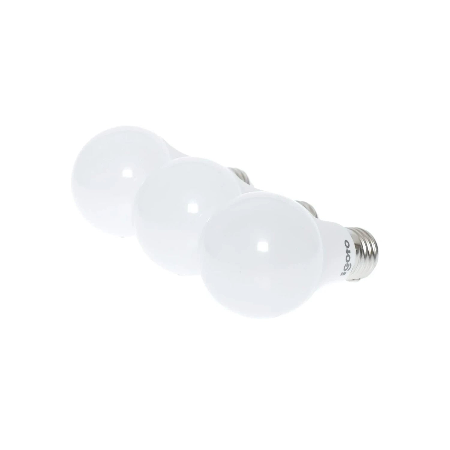 Tres focos LED Igoto 9W luz cálida, blancos, con base de rosca estándar