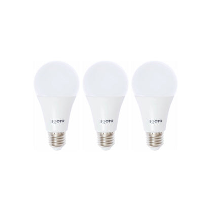 3 focos LED Igoro blancos de bajo consumo, forma bulbo A19, rosca E27, para iluminación general del hogar