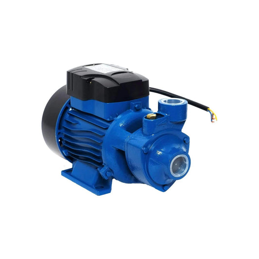 Bomba periférica de agua eléctrica azul con motor de fundición para sistemas de presurización.